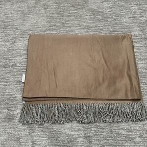 Soft Surroundings Reversible Throw Blanket 78x53 Brown Blue Silk Blend Fringe